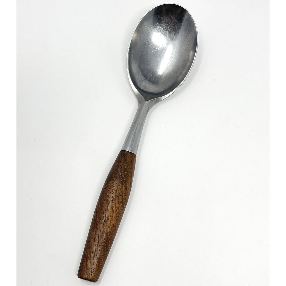 Dansk FJORD Serving Spoon Teak Handle Stainless Steel Germany 9.5” Vintage